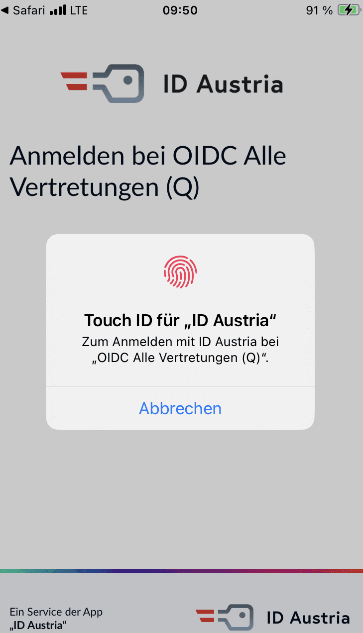 Anmeldung auf mobilen Geräten - Fingerprint