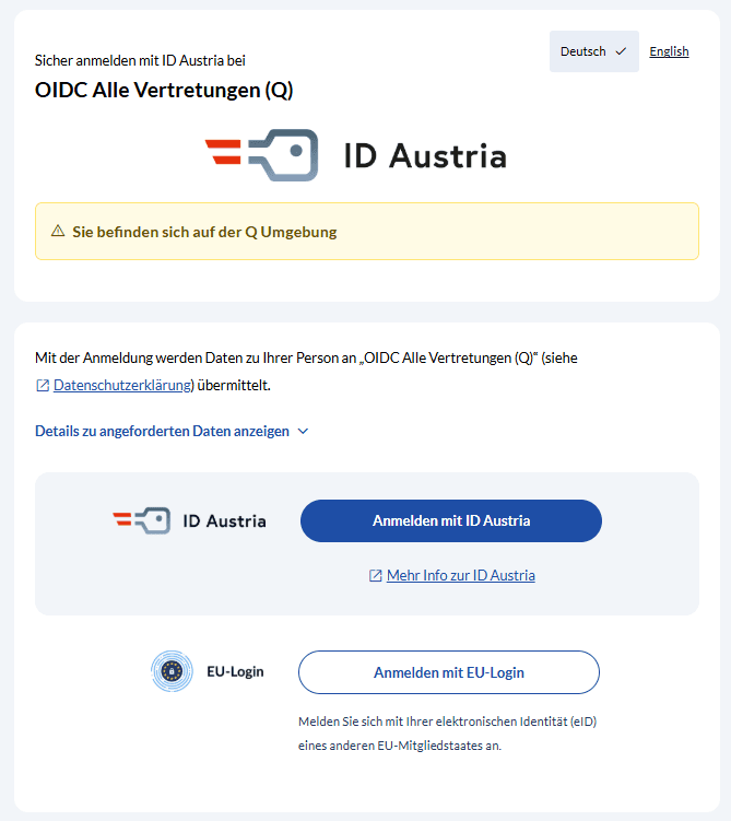 Login Testumgebung