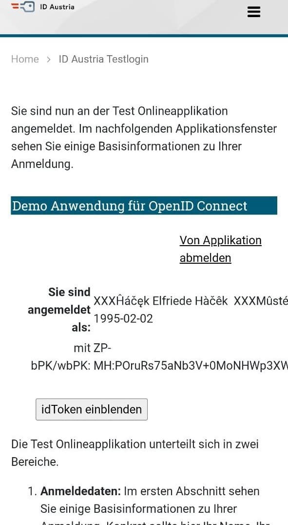 erfolgreiche Anmeldung auf mobilen Geräten  